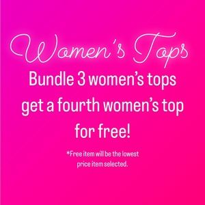 Bundle 3 women’s tops and get a 4th women’s top for free! FREE SHIPPING!